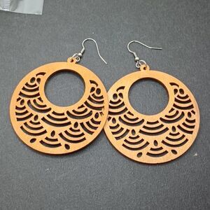 GEOMETRIC Circle wooden boho earrings